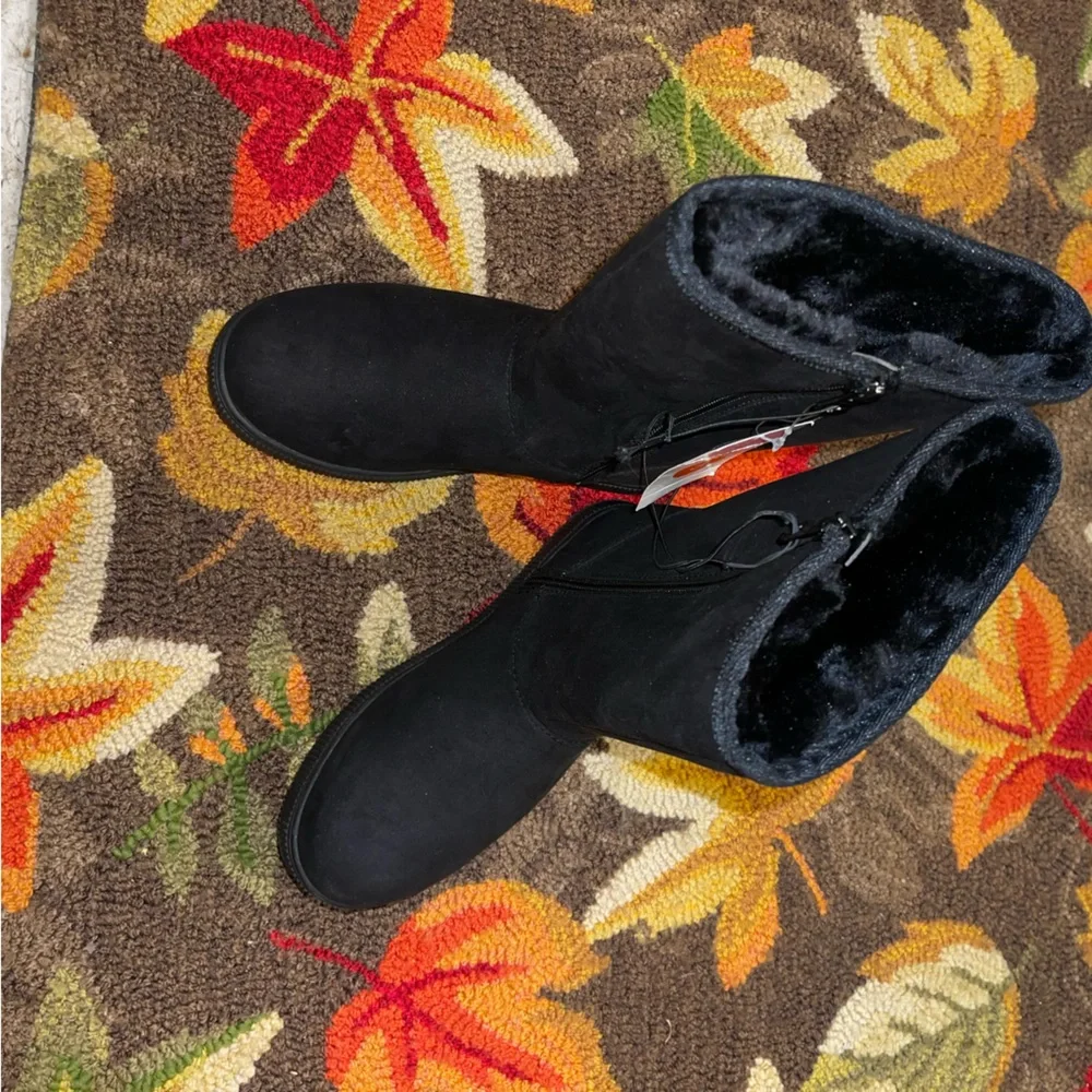 Girl’s Cat & Jack Black/Natalia Tall Shearling Style Boots - size 3 - Picture 4 of 11